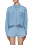 Main View - Click To Enlarge - MIU MIU - Raw Hem Boxy Denim Shirt
