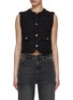 Main View - Click To Enlarge - MO&CO. - Pearl Button Sleeveless Cropped Wool Vest Cardigan