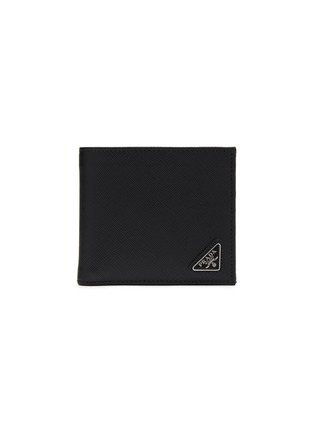 Main View - Click To Enlarge - PRADA - Enamelled Logo Saffiano Leather Bi-Fold Wallet
