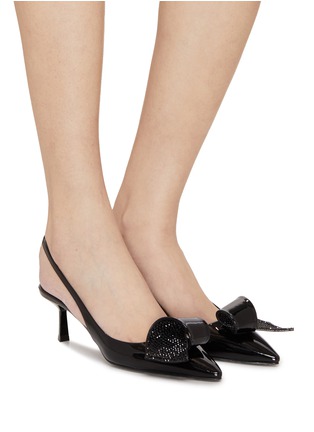 Figure View - Click To Enlarge - PRADA - Modellerie 55 Patent Leather Slingback Pumps