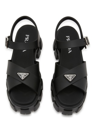 Detail View - Click To Enlarge - PRADA - Monolith Fisherman Logo Leather Sandals