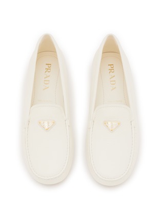 Detail View - Click To Enlarge - PRADA - Logo Plaque Saffiano leather Loafers