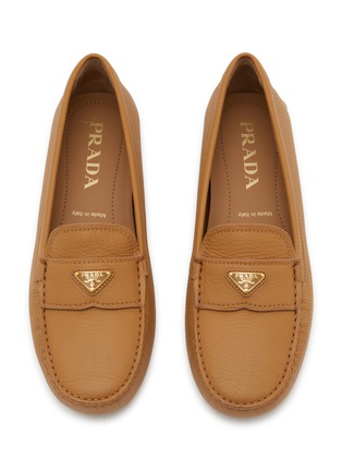 Detail View - Click To Enlarge - PRADA - Logo Plaque Saffiano Leather Loafers