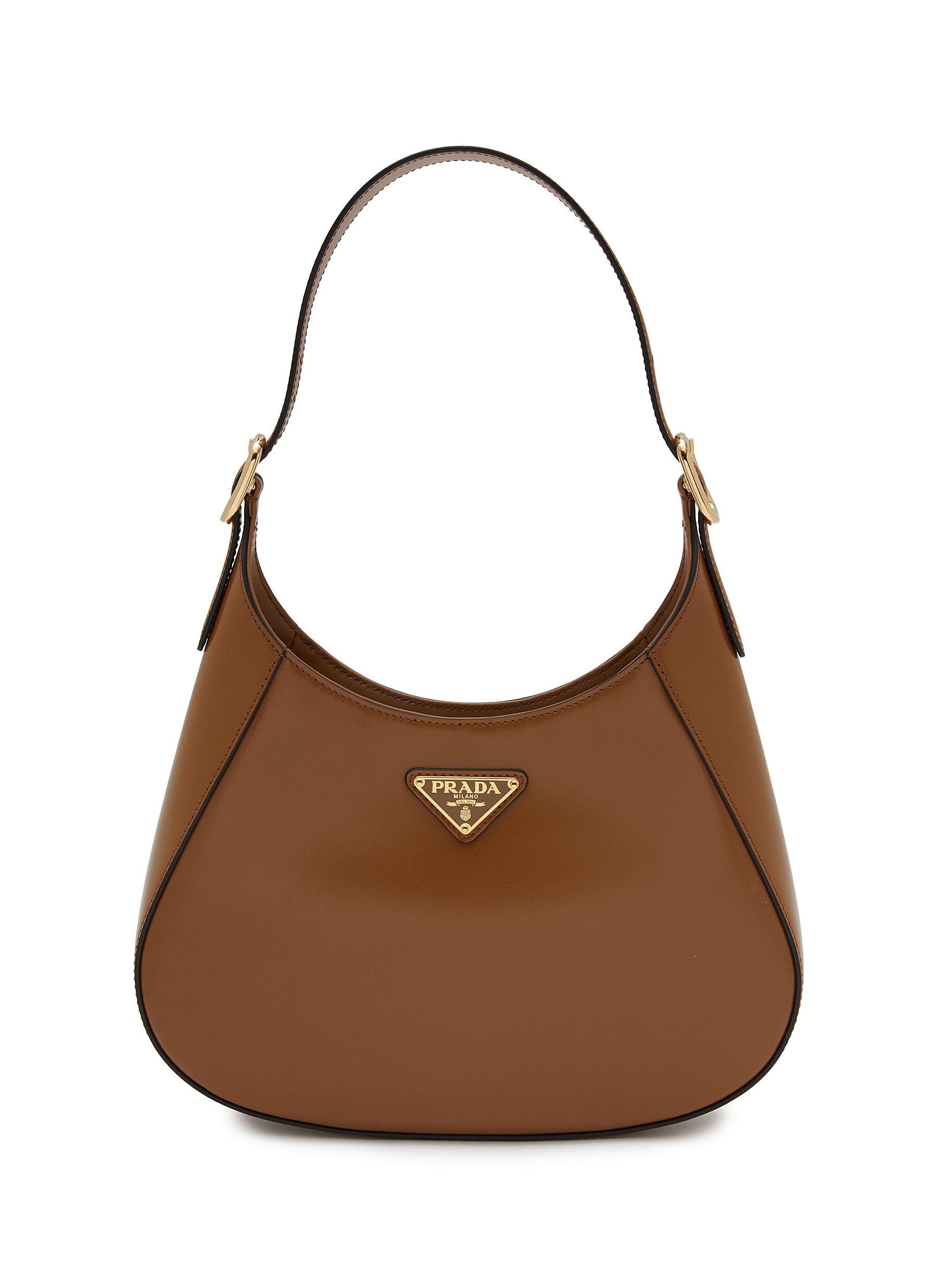 PRADA Medium Leather Hobo Bag BROWN Women Lane Crawford