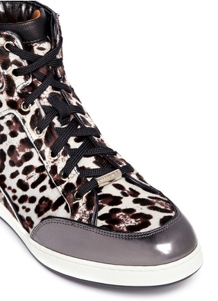 Detail View - Click To Enlarge - JIMMY CHOO - 'Tokyo' leopard print pony hair high-top sneakers