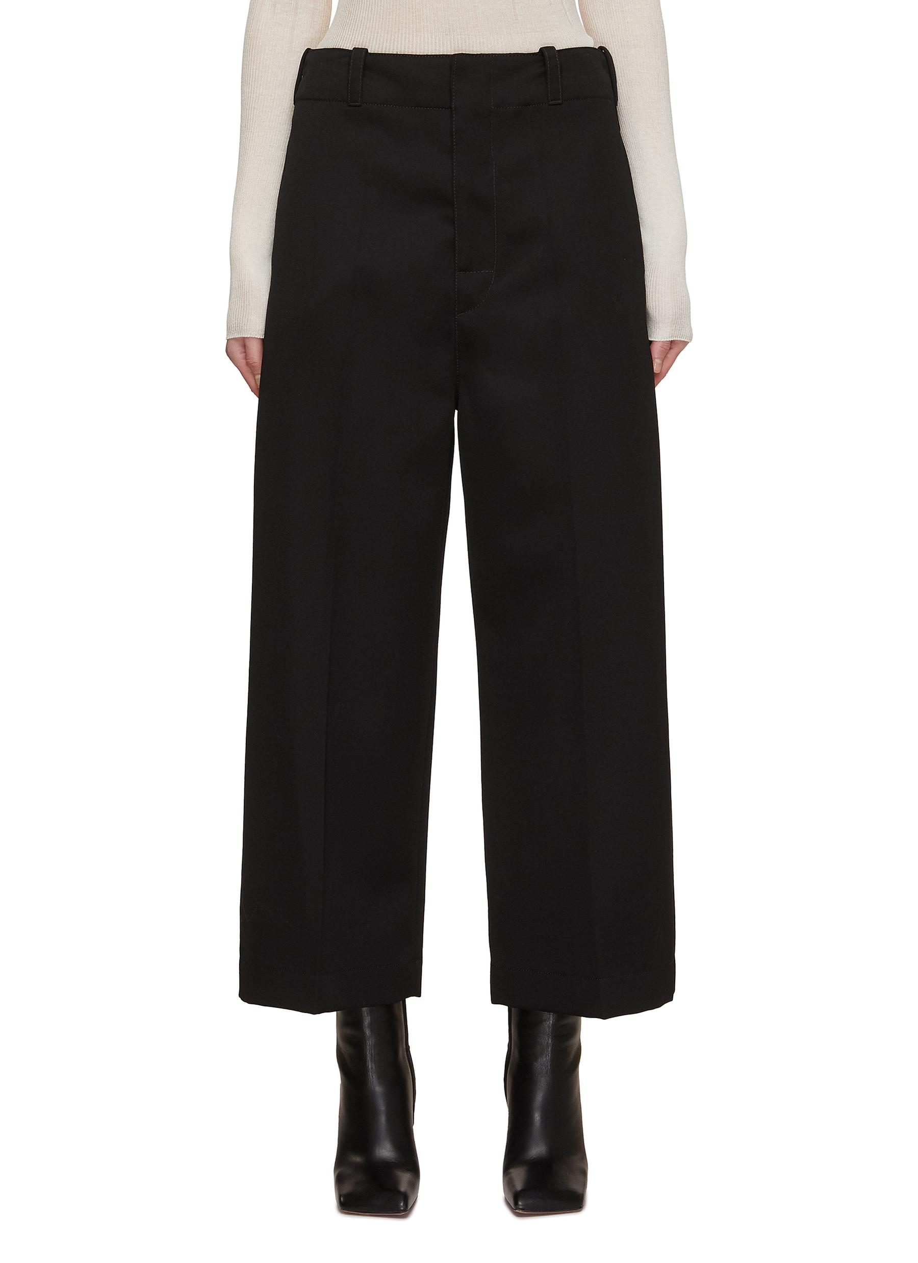 Wool wide leg cropped pants cheap