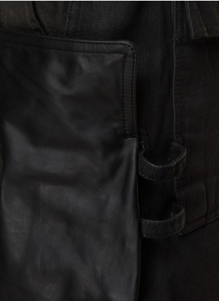  - RICK OWENS  - Extended Leather Pockets Denim Cargo Shorts
