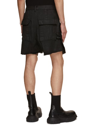 Back View - Click To Enlarge - RICK OWENS  - Extended Leather Pockets Denim Cargo Shorts