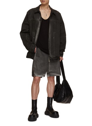 Figure View - Click To Enlarge - RICK OWENS  - Overdyed Drawstring Denim Shorts