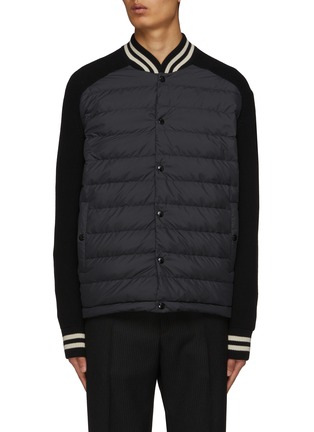 Main View - Click To Enlarge - MONCLER - Striped Collar And Hem Puffer Insert Jacket