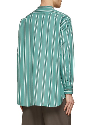 Back View - Click To Enlarge - TOMORROWLAND - Mandarin Collar Striped Cotton Shirt