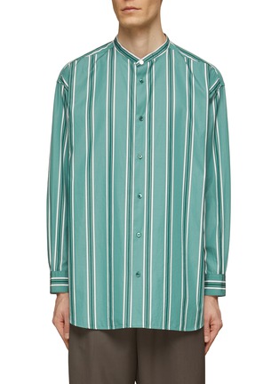 Main View - Click To Enlarge - TOMORROWLAND - Mandarin Collar Striped Cotton Shirt