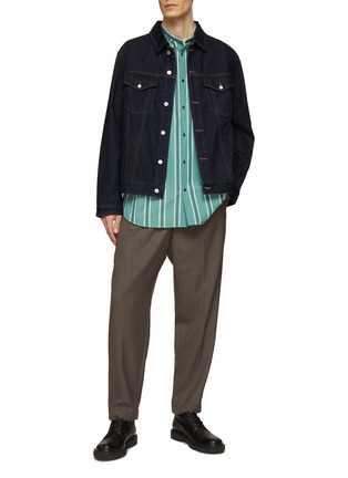 Figure View - Click To Enlarge - TOMORROWLAND - Mandarin Collar Striped Cotton Shirt