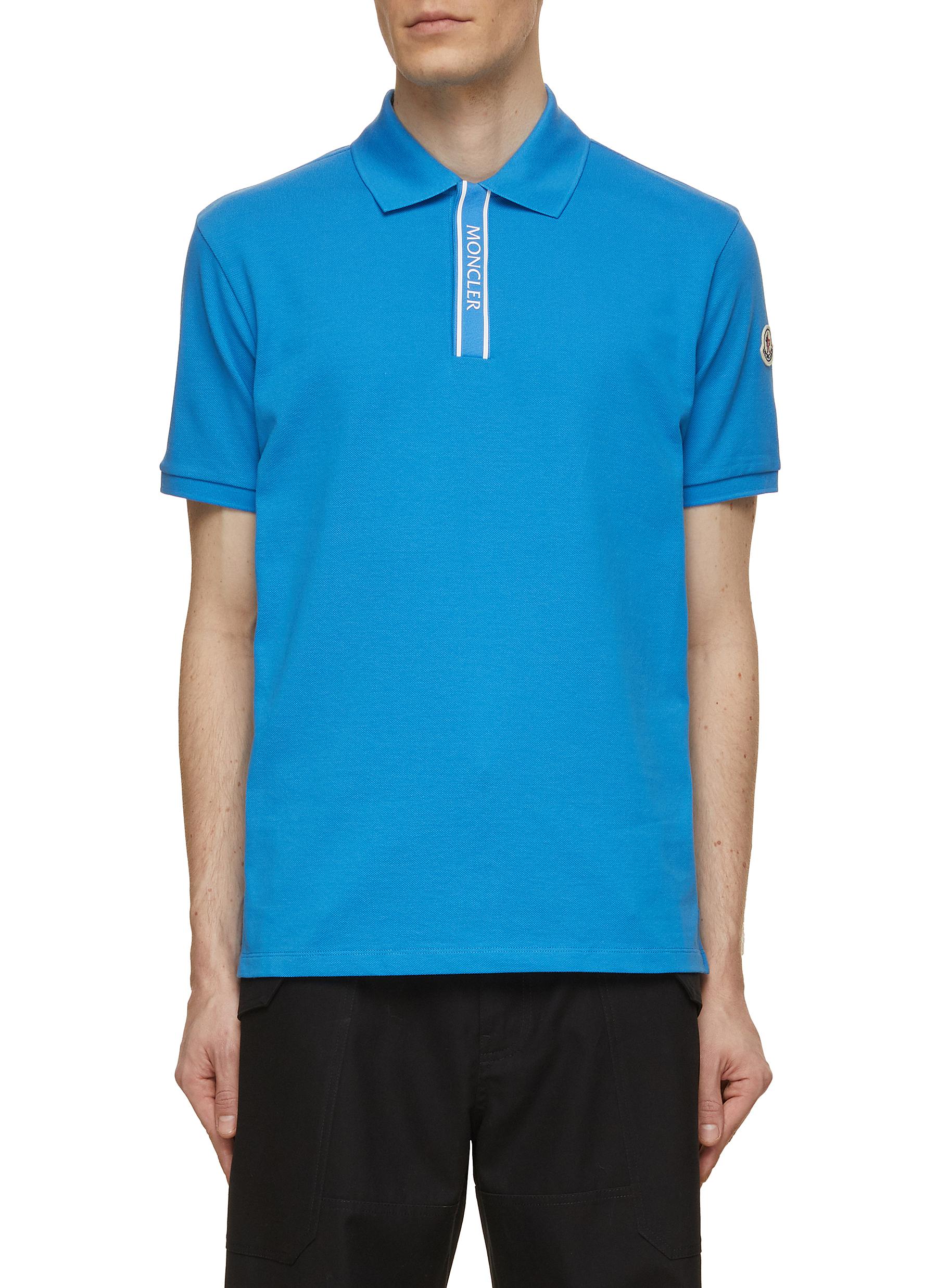 MONCLER Logo Grosgrain Cotton Polo Shirt Men Lane Crawford