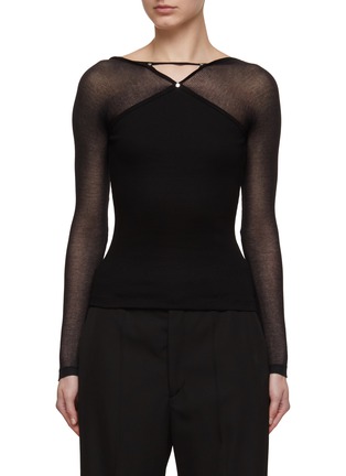 Main View - Click To Enlarge - DION LEE - Studded Keyhole Long Sleeved Top
