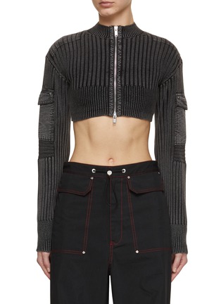 Main View - Click To Enlarge - DION LEE - Garment Dyed Zip Up Cropped Sweater