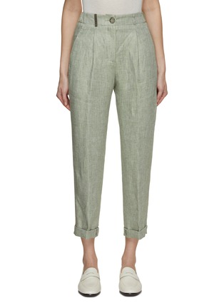 Main View - Click To Enlarge - PESERICO - Cropped Linen Pants