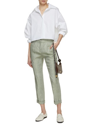 Figure View - Click To Enlarge - PESERICO - Cropped Linen Pants