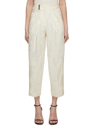 Main View - Click To Enlarge - PESERICO - Cropped Fil Coupé Embroidered Pants