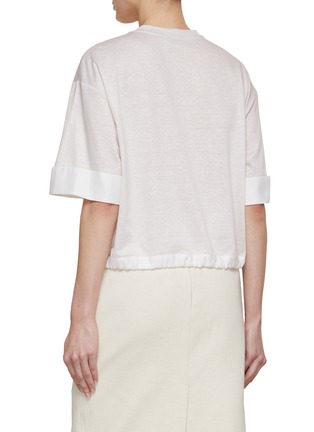 Back View - Click To Enlarge - PESERICO - Drawstring Hem Cotton Silk T-Shirt