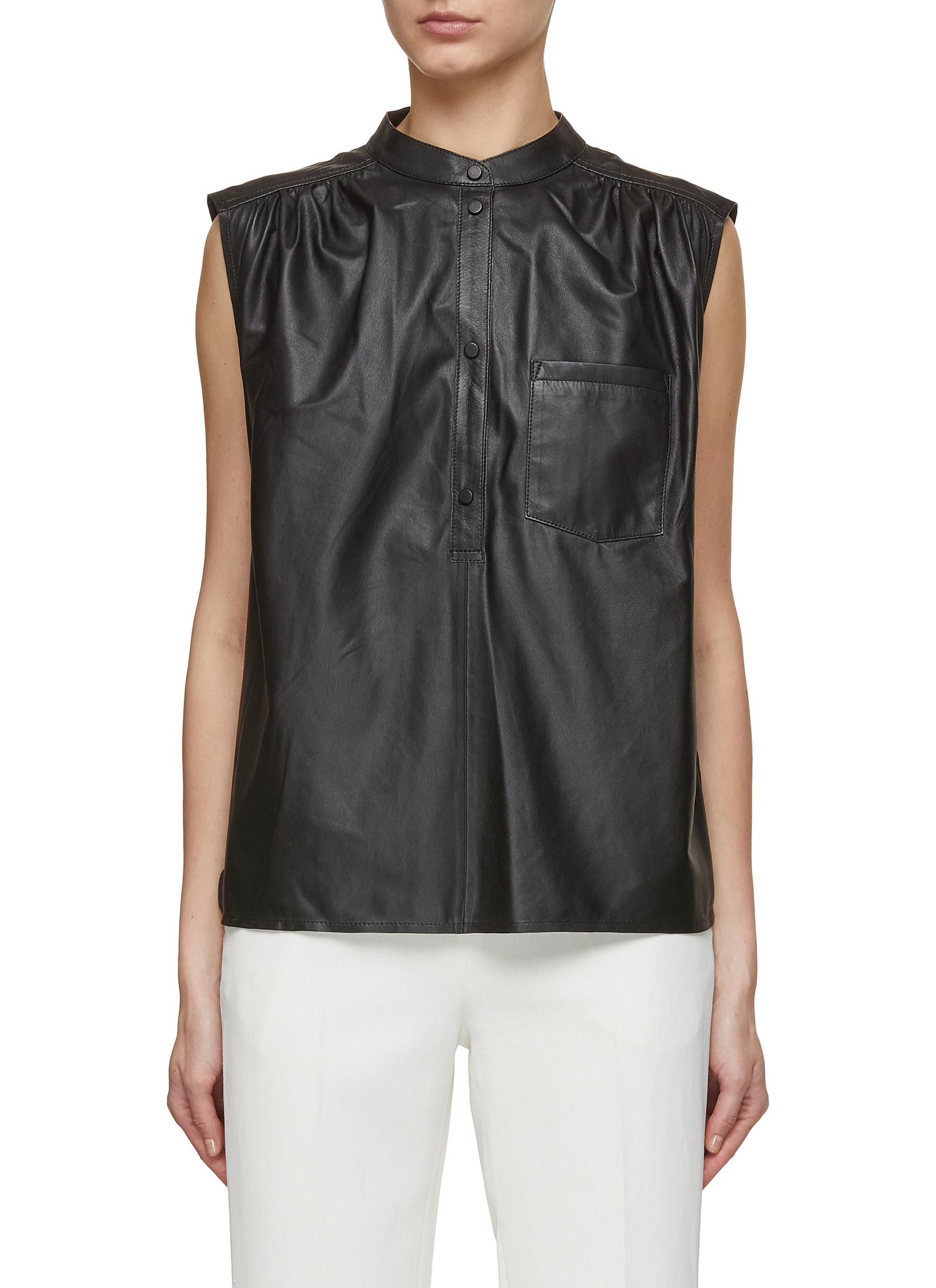 Paper Leather Half Placket Top