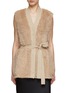 Main View - Click To Enlarge - YVES SALOMON - Belted Stripe Mink Wool Gilet