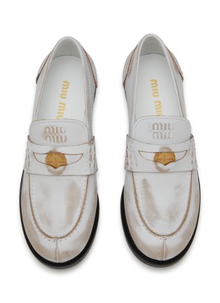 Detail View - Click To Enlarge - MIU MIU - Leather Flat Penny Loafers