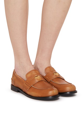 Figure View - Click To Enlarge - MIU MIU - Penny Leather Loafers