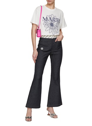 Figure View - Click To Enlarge - MARDI MERCREDI-ACTIF - Flower Embroidered Cropped Flare Leg Jeans