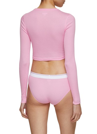 Back View - Click To Enlarge - ALEXANDER WANG - Bodywear Long Sleeve Cropped Ribbed Crewneck Top