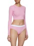 Figure View - Click To Enlarge - ALEXANDER WANG - Bodywear Long Sleeve Cropped Ribbed Crewneck Top