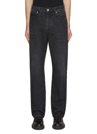 Main View - Click To Enlarge - LOEWE - Leather Logo Patch Straight Leg Jeans