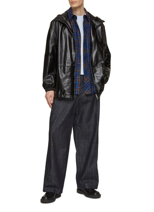 Figure View - Click To Enlarge - LOEWE - Hooded Zip Up Leather Jacket