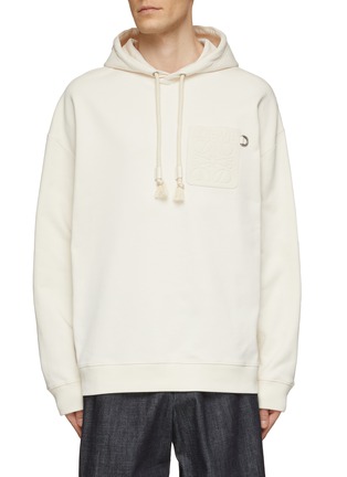 Main View - Click To Enlarge - LOEWE - Leather Anagram Pocket Relaxed Hoodie