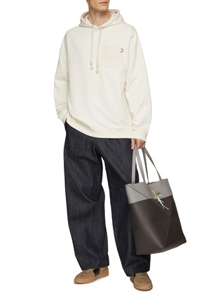 Figure View - Click To Enlarge - LOEWE - Leather Anagram Pocket Relaxed Hoodie