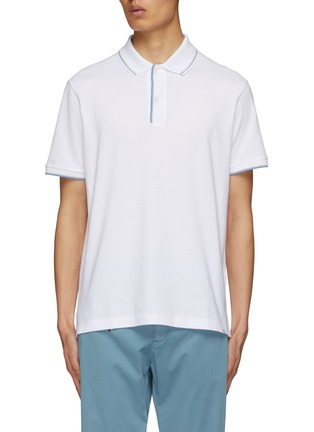 Main View - Click To Enlarge - PAUL & SHARK - Contrast Stripe Trim Cotton Polo Shirt