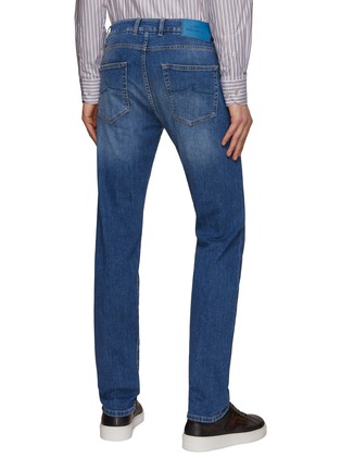 Back View - Click To Enlarge - PAUL & SHARK - Flat Front Stretch Denim Straight Leg Jeans