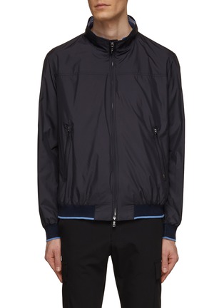 Main View - Click To Enlarge - PAUL & SHARK - Stand Collar Contrast Hem Zip Front Bomber Jacket