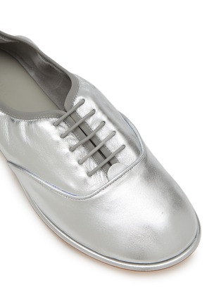 Detail View - Click To Enlarge - EQUIL - Brussels Metallic Leather Lace Up Flats