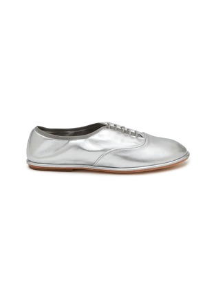 Main View - Click To Enlarge - EQUIL - Brussels Metallic Leather Lace Up Flats