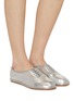 Figure View - Click To Enlarge - EQUIL - Brussels Metallic Leather Lace Up Flats