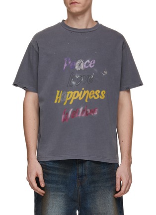 Main View - Click To Enlarge - WE11DONE - Slogan Print Cotton T-Shirt