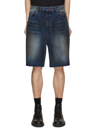 Main View - Click To Enlarge - WE11DONE - Dark Oil Washed Denim Shorts