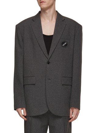 Main View - Click To Enlarge - WE11DONE - Rubber Logo Patch Oversized Blazer