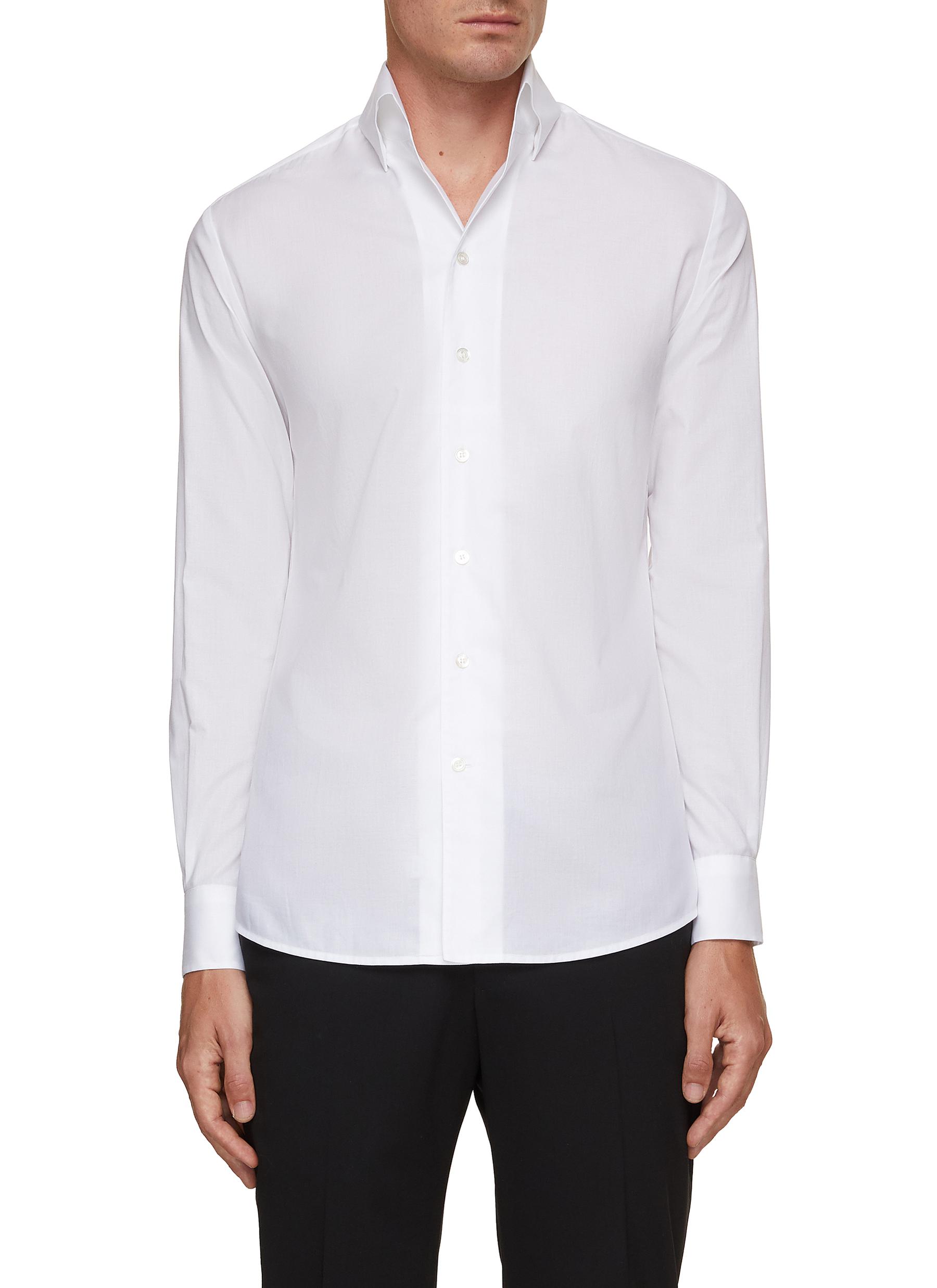 Spread Collar Cotton Shirt