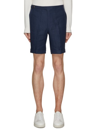 Main View - Click To Enlarge - MAGNUS & NOVUS - Side Adjuster Denim Linen Shorts