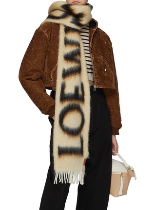 Figure View - Click To Enlarge - LOEWE - Logo Intarsia Mohair Wool Blend Scarf