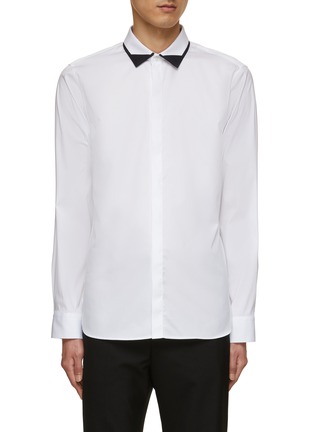 Main View - Click To Enlarge - NEIL BARRETT - Contrast Collar Detail Slim Fit Cotton Shirt