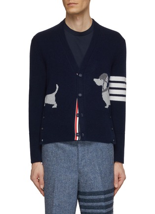 Main View - Click To Enlarge - THOM BROWNE  - Hector 4 Bar Wool Knit Cardigan