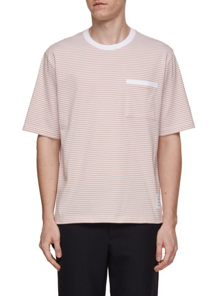 Main View - Click To Enlarge - THOM BROWNE  - Oversized Striped Pocket T-Shirt